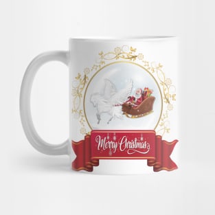 Merry Christmas Greeting. Pegasus, Helping Santa Mug